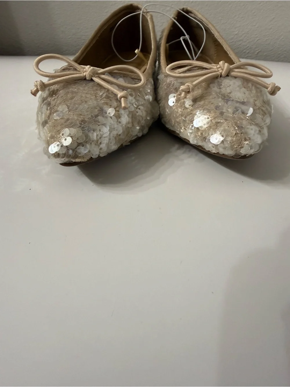 REPORT Sequin Pointed Toe Ballet Flats with Bow NWOT Women's Size 7.5